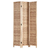 PARAVENT 3-tlg. 120/170 cm Braun Rattan geflochten - Braun, Holz (120/170/2cm) - Homestyle4u