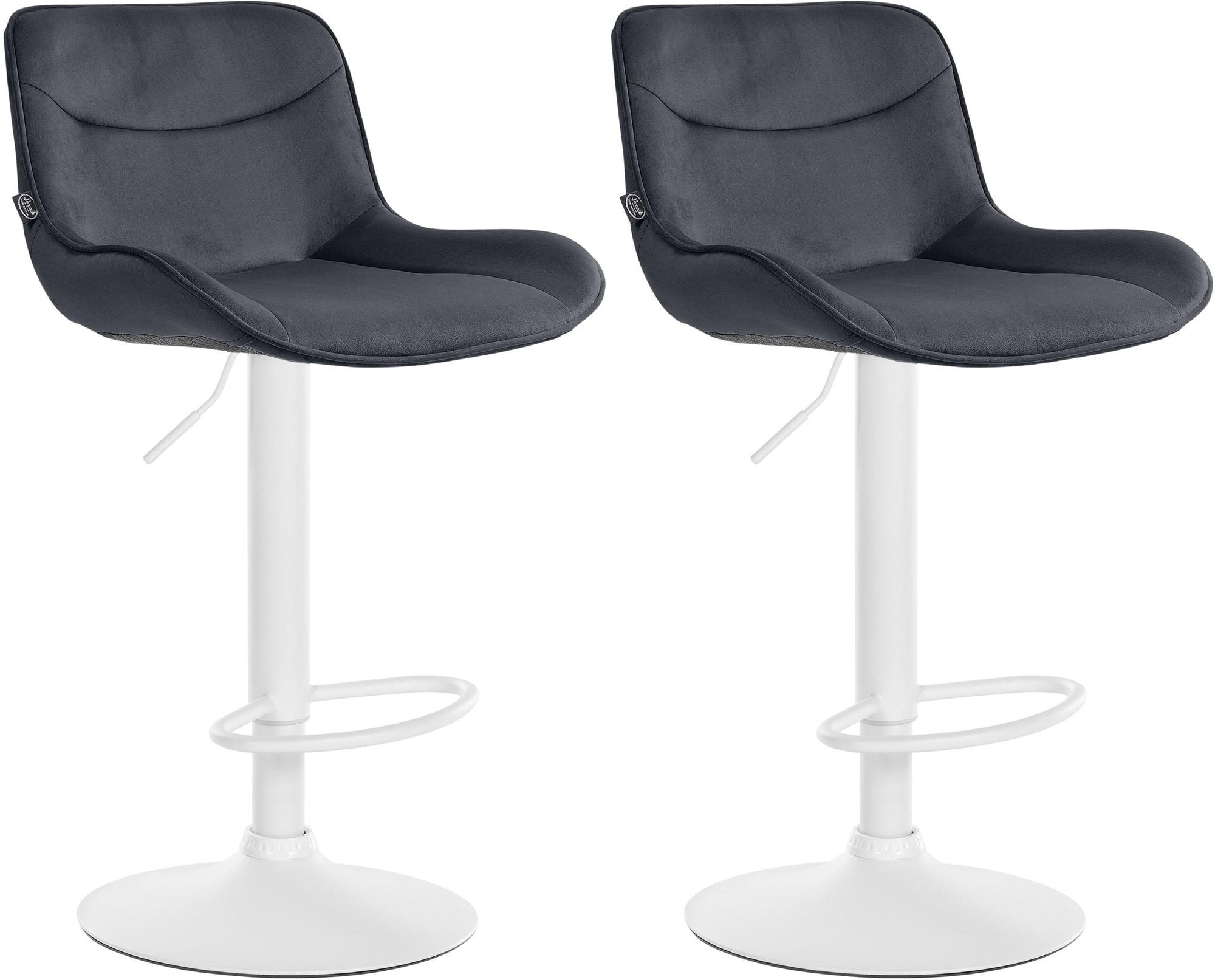 BARHOCKER 2er Set Samt schwarz - Schwarz/Weiß, Textil/Metall (49/85/51cm) - CLP