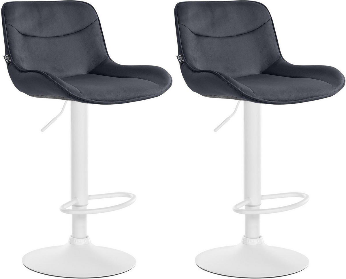 BARHOCKER 2er Set Samt schwarz - Schwarz/Weiß, Textil/Metall (49/85/51cm) - CLP