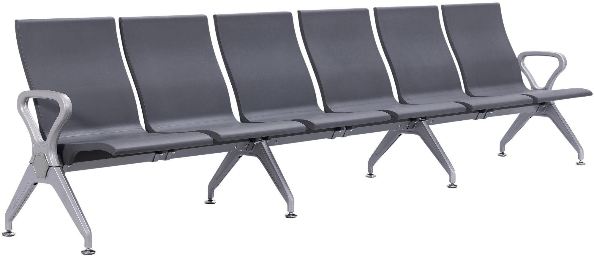 WARTEBANK Erik 6-Sitzer 338x59x89cm Kunststoff Grau Sitzbank - Grau, Kunststoff (338/89/59cm) - DELUKE