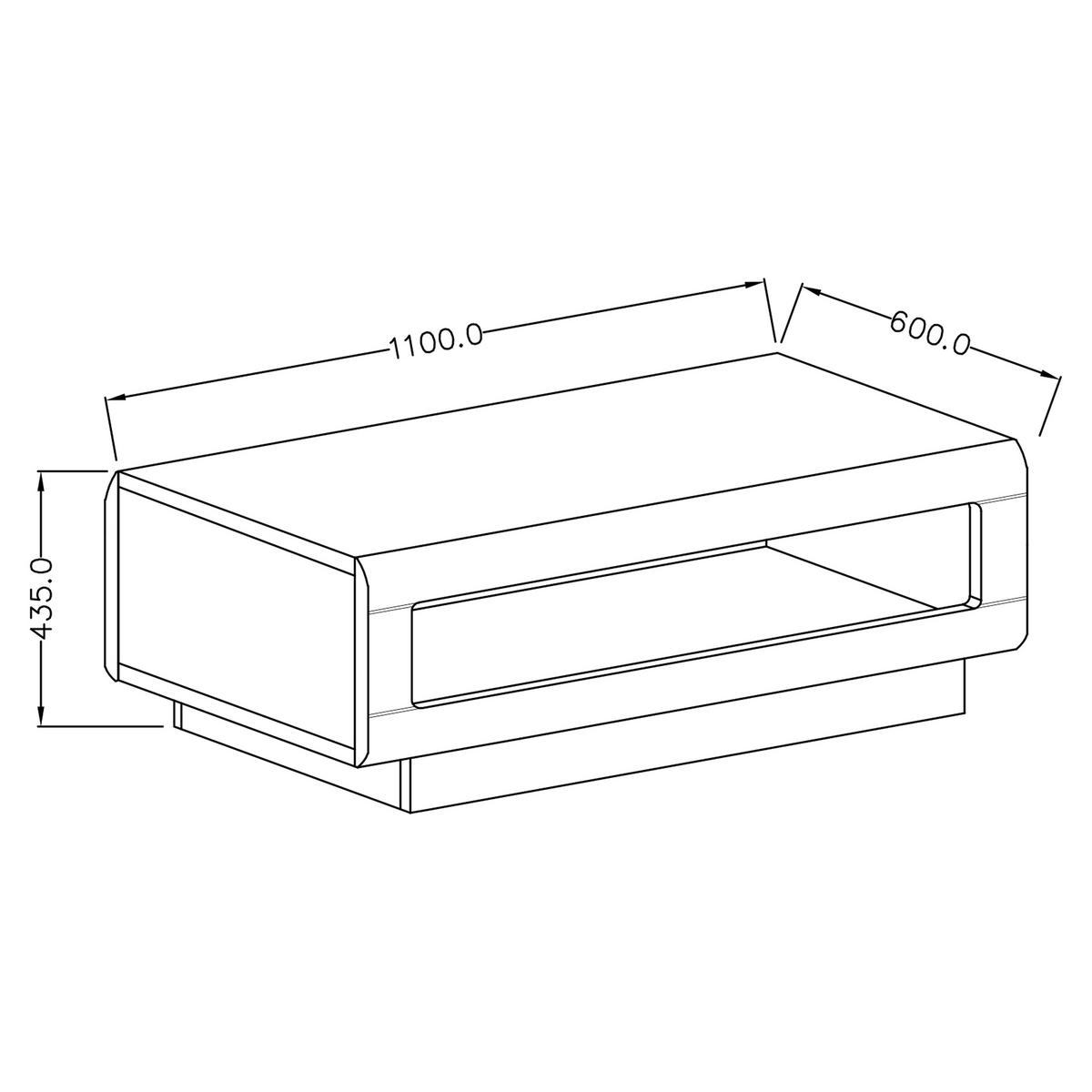 COUCHTISCH TULLIA 110/44/60 cm Weiß - Weiß, Holzwerkstoff (60/110/44cm) - MASSENO