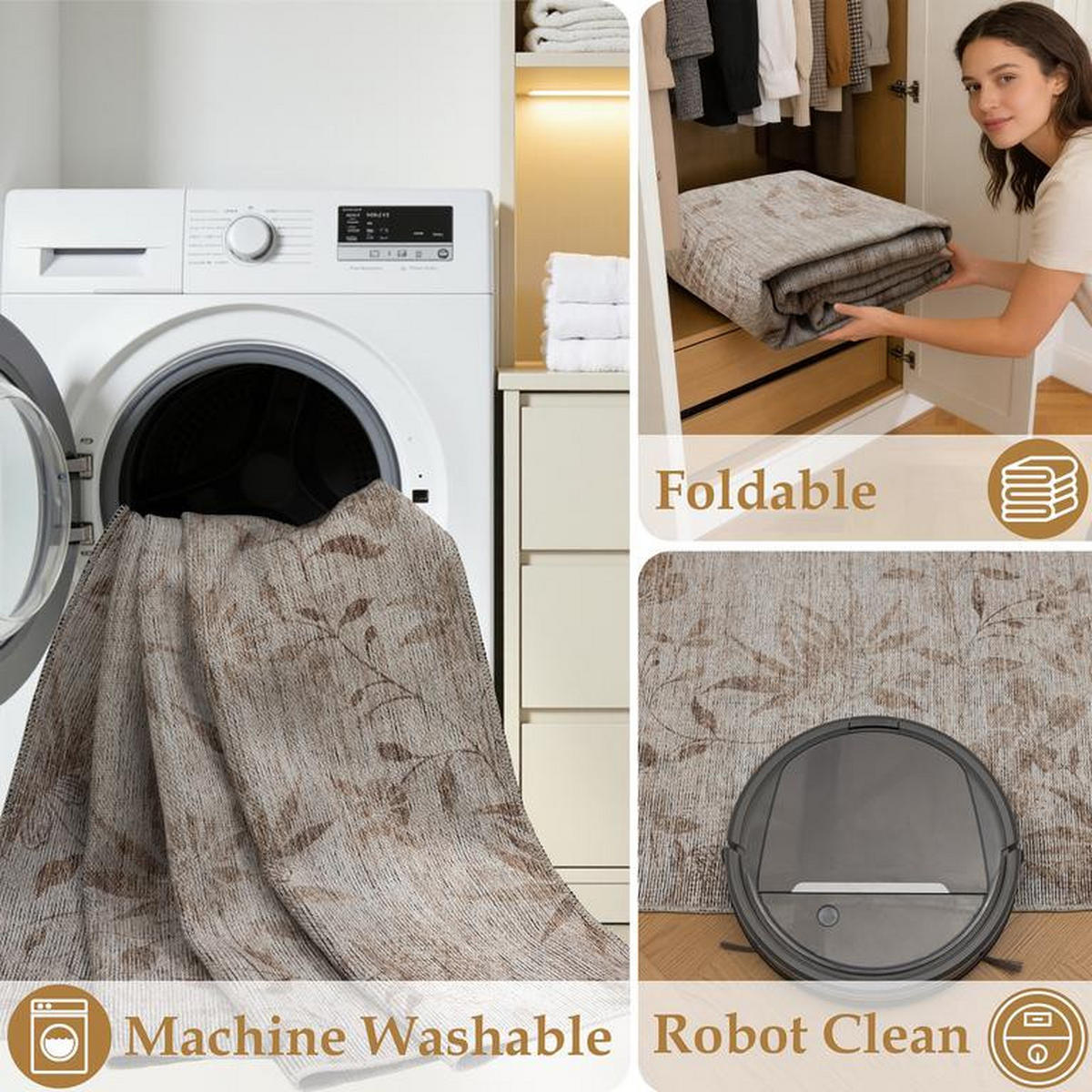 CHENILLE-TEPPICH Script Creme/Beige 160x230 cm - Multicolor, Textil (160/230cm) - Vercai Rugs