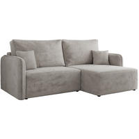 ECKSCHLAFSOFA MESTO L Hellgrau Plüsch - rechts - Hellgrau/Schwarz, Kunststoff/Textil (147/227cm) - MKS