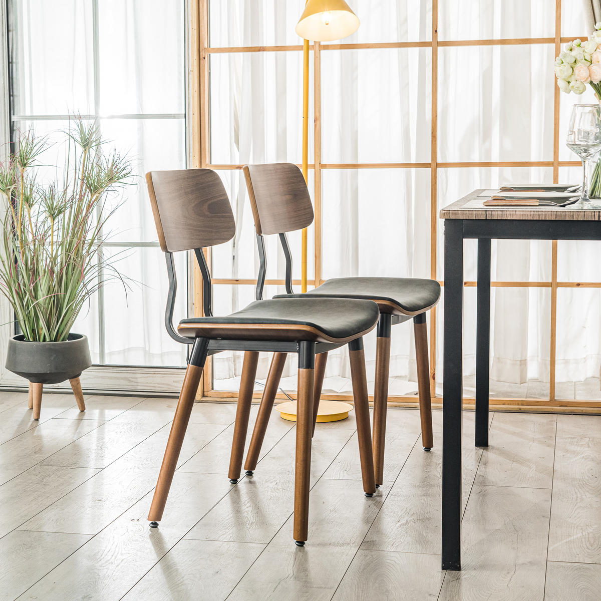 STUHL 2er-Set Stoff Schwarz - Schwarz, Textil (44/82/50cm) - Nordlys