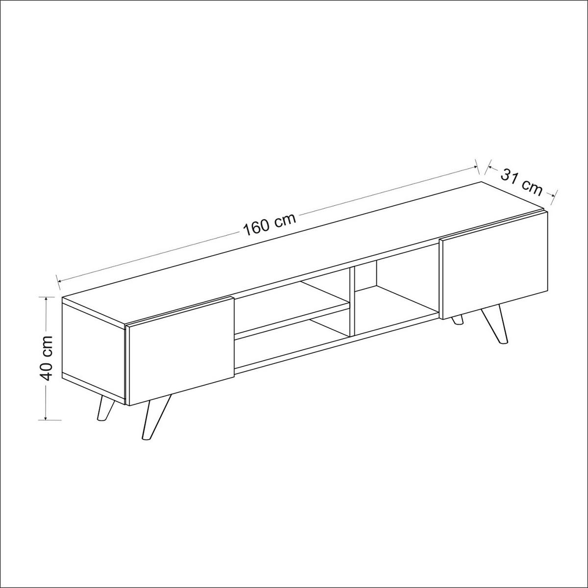 LOWBOARD Assens - Eichefarben/Schwarz, Holzwerkstoff/Kunststoff (160/40/31cm) - [en.casa]