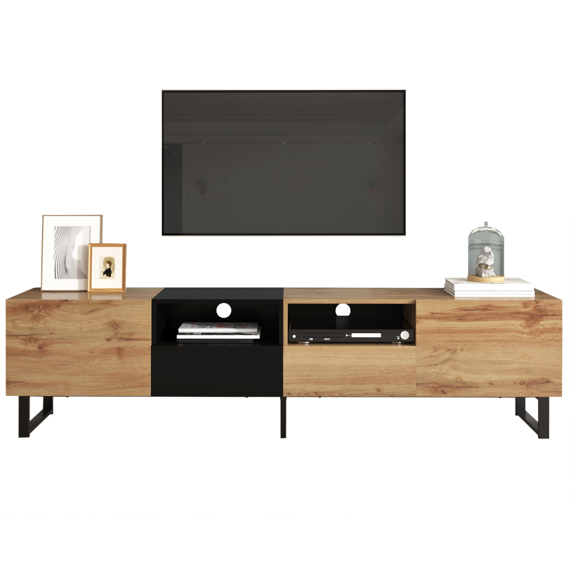 TV-ELEMENT mit 2 Türen und 2 Schubladen 190 x 38 x 48 cm Schwarz Holzoptik - Braun, Holzwerkstoff (38/48/190cm) - Beauniv