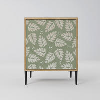 SIDEBOARD LEAVES ON GREEN, Eichefarben, 57,5x42x72,5 cm, Schwarze Metallfüße - Eichefarben/Multicolor, Holzwerkstoff/Metall (57.5/72.5/42cm) - SpaceRebels