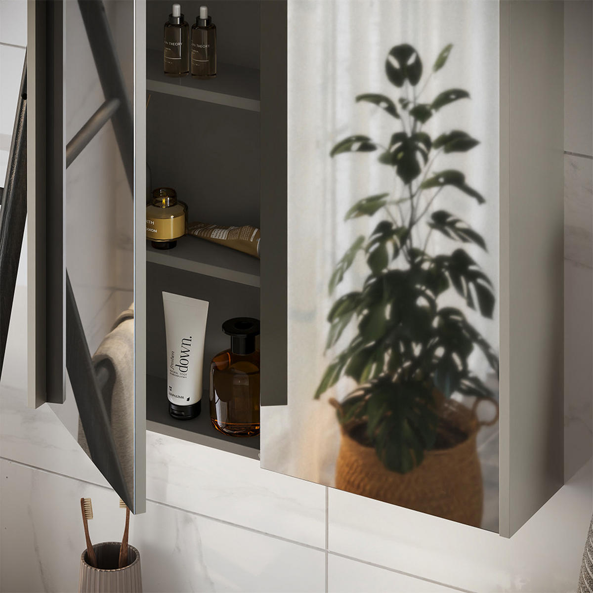 SPIEGELSCHRANK Ruford Cashmere 80 x 75.8 cm mit 2 Spiegeltüren - Kaschmir, Holzwerkstoff (80/75.8/18cm) - Vicco