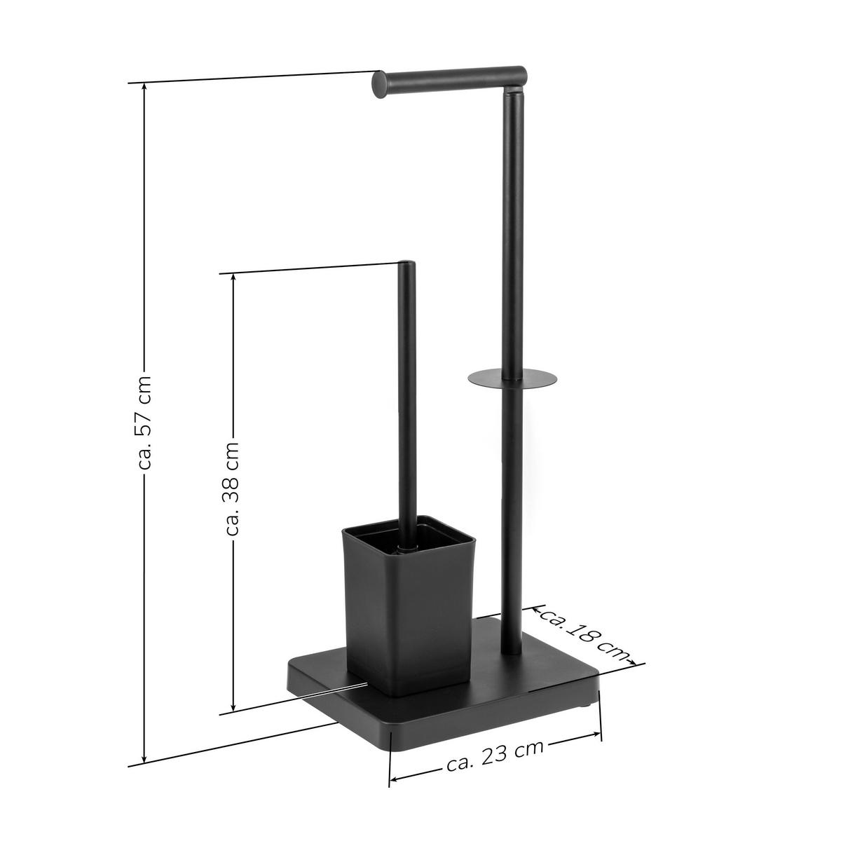 STAND-WC-GARNITUR, schwarz - Schwarz, Metall (18/57/23cm) - eluno