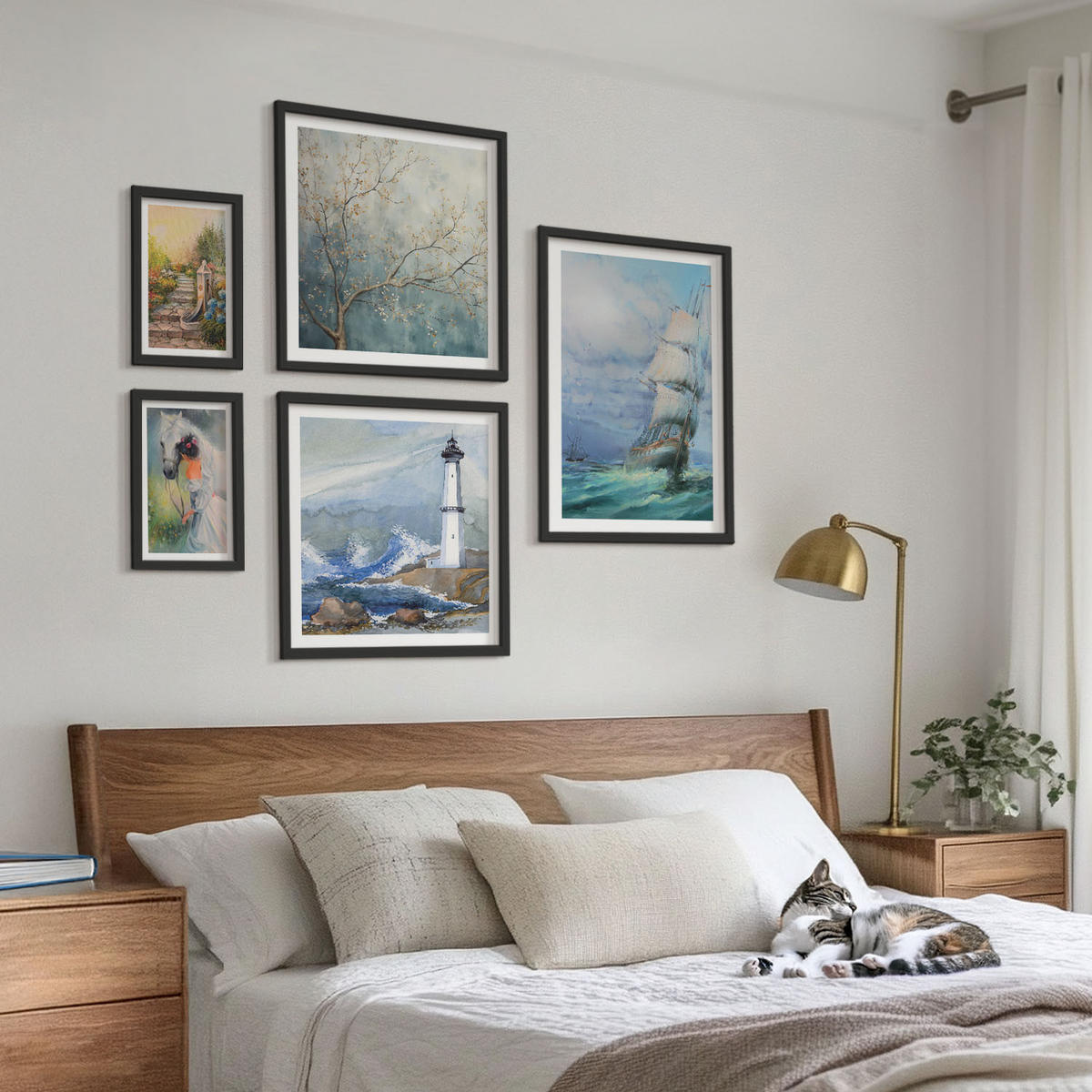 WANDBILDER 5er-Set - 50x50 cm & 20x30 cm & 40x60 cm Schwarzer Rahmen - Familienillustrationen Hausschilder - Schwarz, Kunststoff (40/60cm) - ArtPrintCave