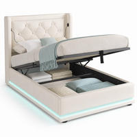 POLSTERBETT 90/200 cm in Weiß mit Bettkasten, LED, USB und Type-C - Weiß, Holzwerkstoff/Textil (90/200cm) - STILVORA