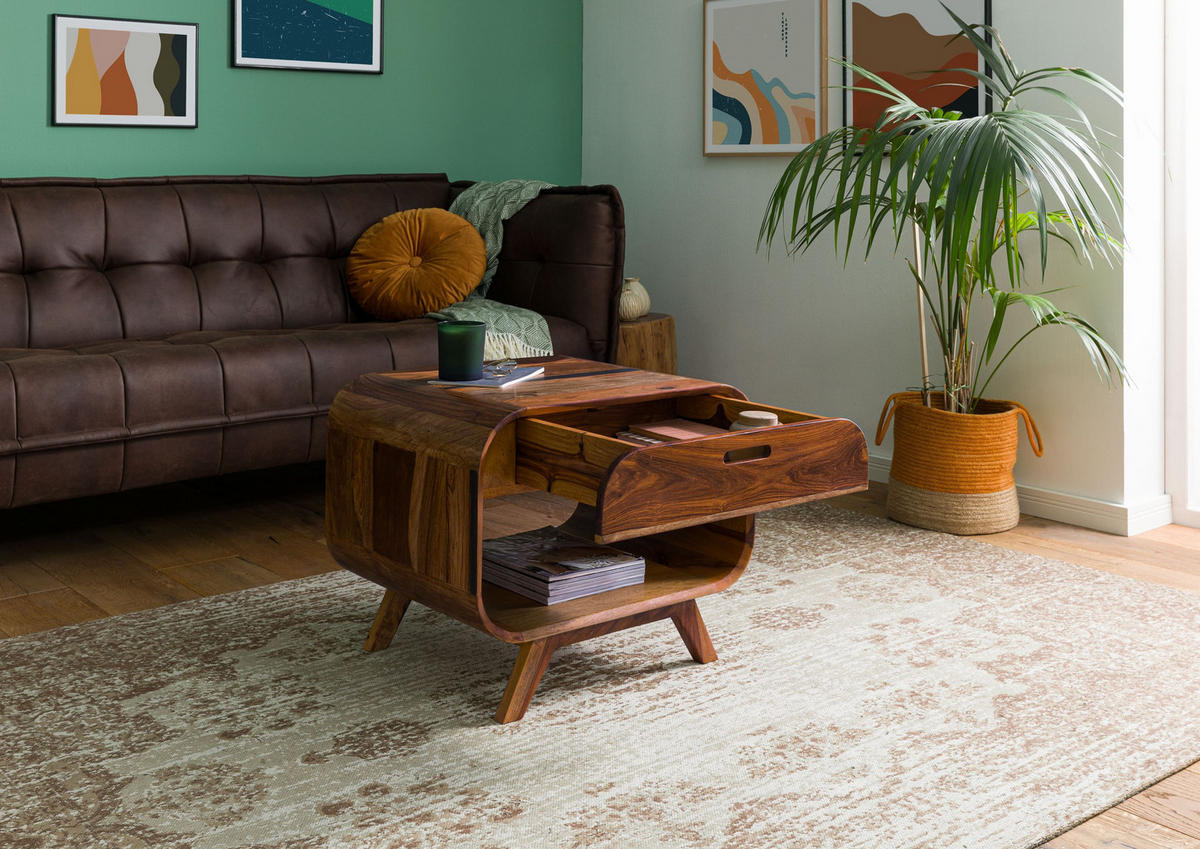 COUCHTISCH Sheesham 60x50x50 dunkelbraun lackiert MAILAND #230 - Dunkelbraun, Holz (60/50/50cm) - Massivmoebel24