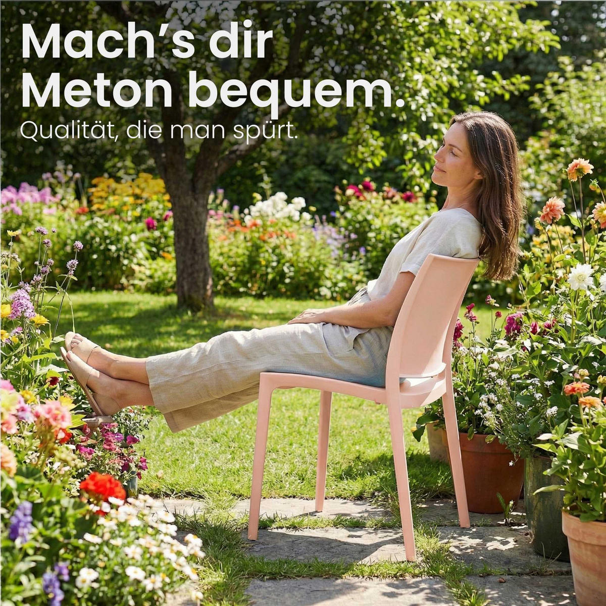 GARTENSTUHL Kunststoff Pfirsich - Pink, Kunststoff (42/81/49cm) - CLP