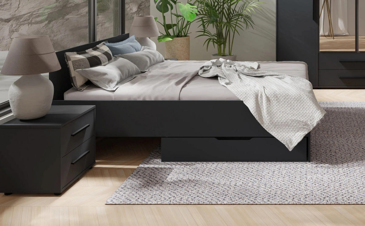 NACHTTISCH Schwarz Matt - Modena - Schwarz, Holzwerkstoff (51/47/40cm) - Ravio