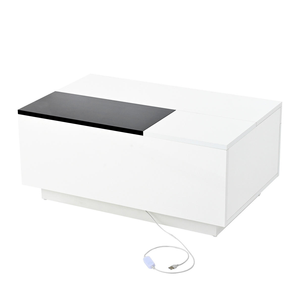 COUCHTISCH DE-139 Hochglanz Schwarz-Weiß - Weiß, Holzwerkstoff (50/80/29cm)