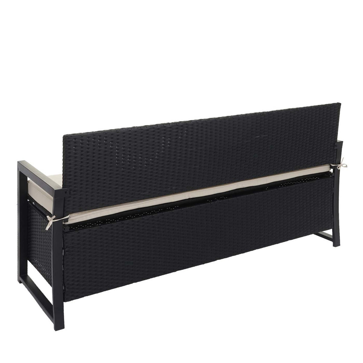 POLY-RATTAN 3ER SITZBANK Anthrazit, Cremeweiß - Anthrazit/Weiß, Kunststoff (164/87/57cm) - MCW