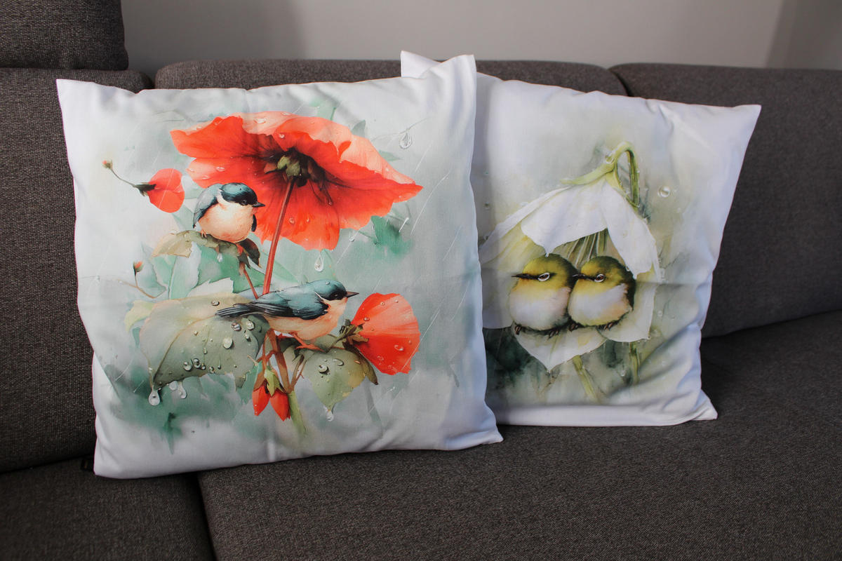 KISSENHÜLLE FRÜHLINGSFEST VÖGEL - Multicolor, Textil (50/50cm) - Yve! decoration