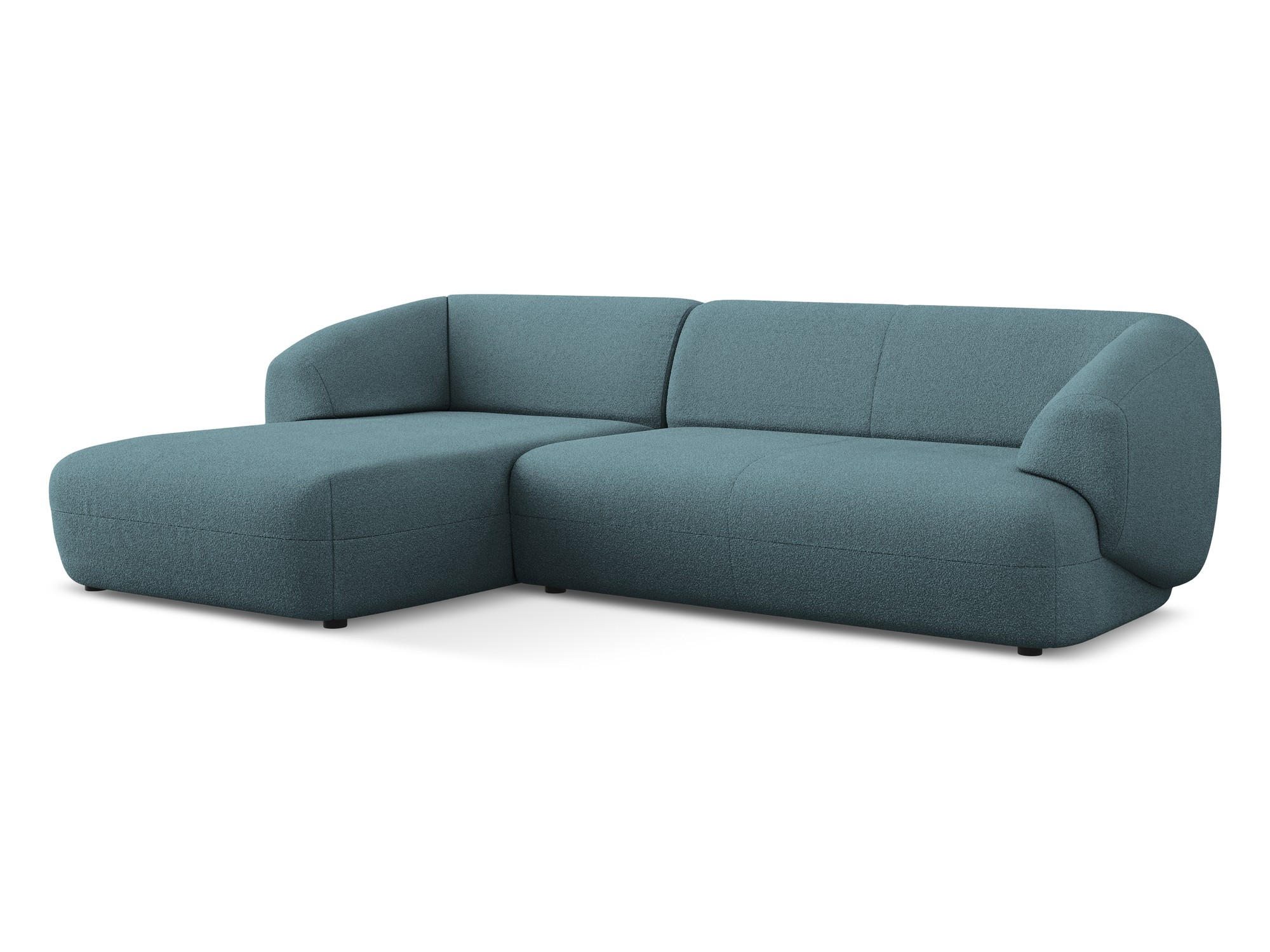 ECKSOFA Links Bouclé Stoff Blau - Blau/Blaugrau, Kunststoff/Textil (156/280cm) - Makamii