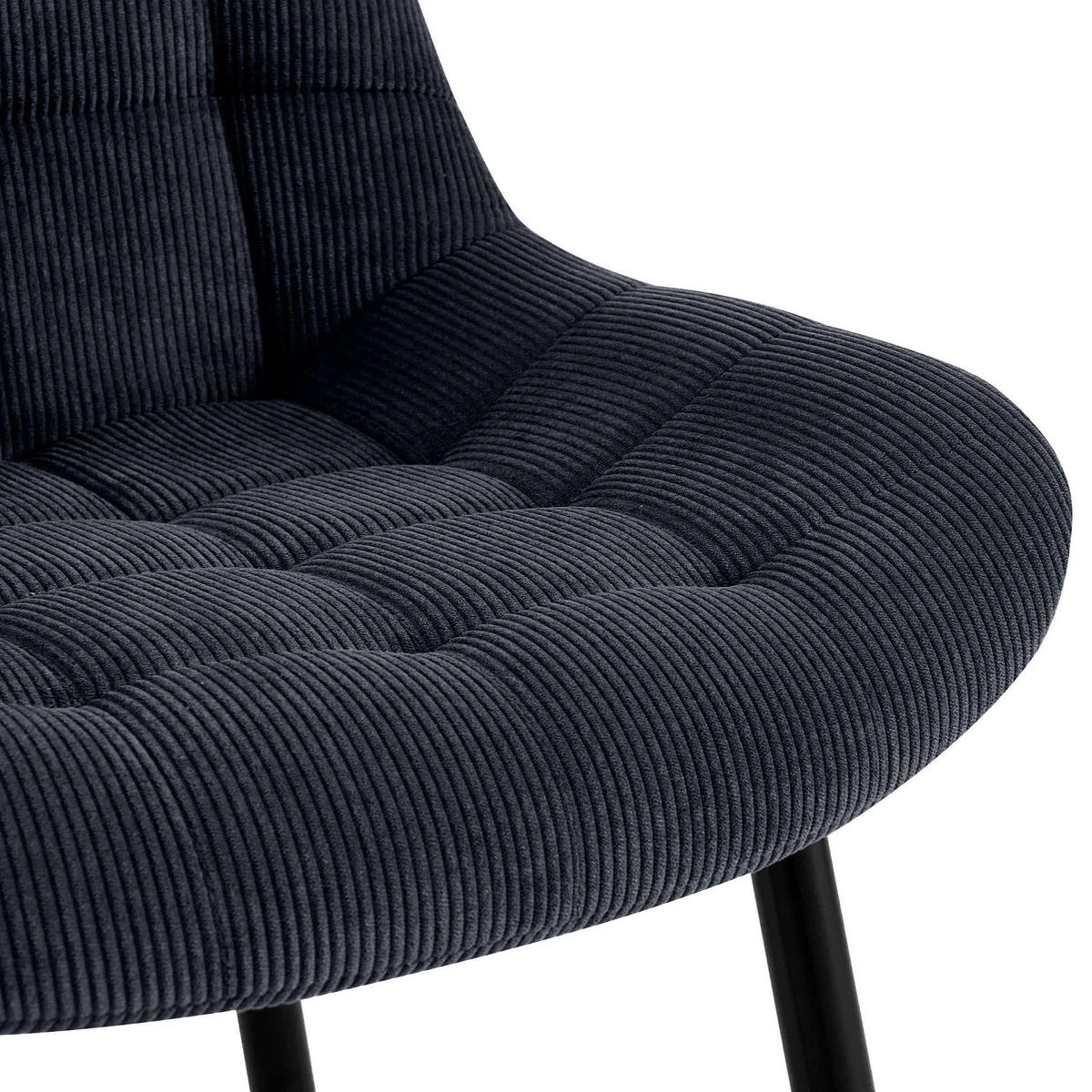 ESSZIMMERSTUHL Cord Schwarz - Schwarz, Textil/Metall (52/83/58cm) - CLP