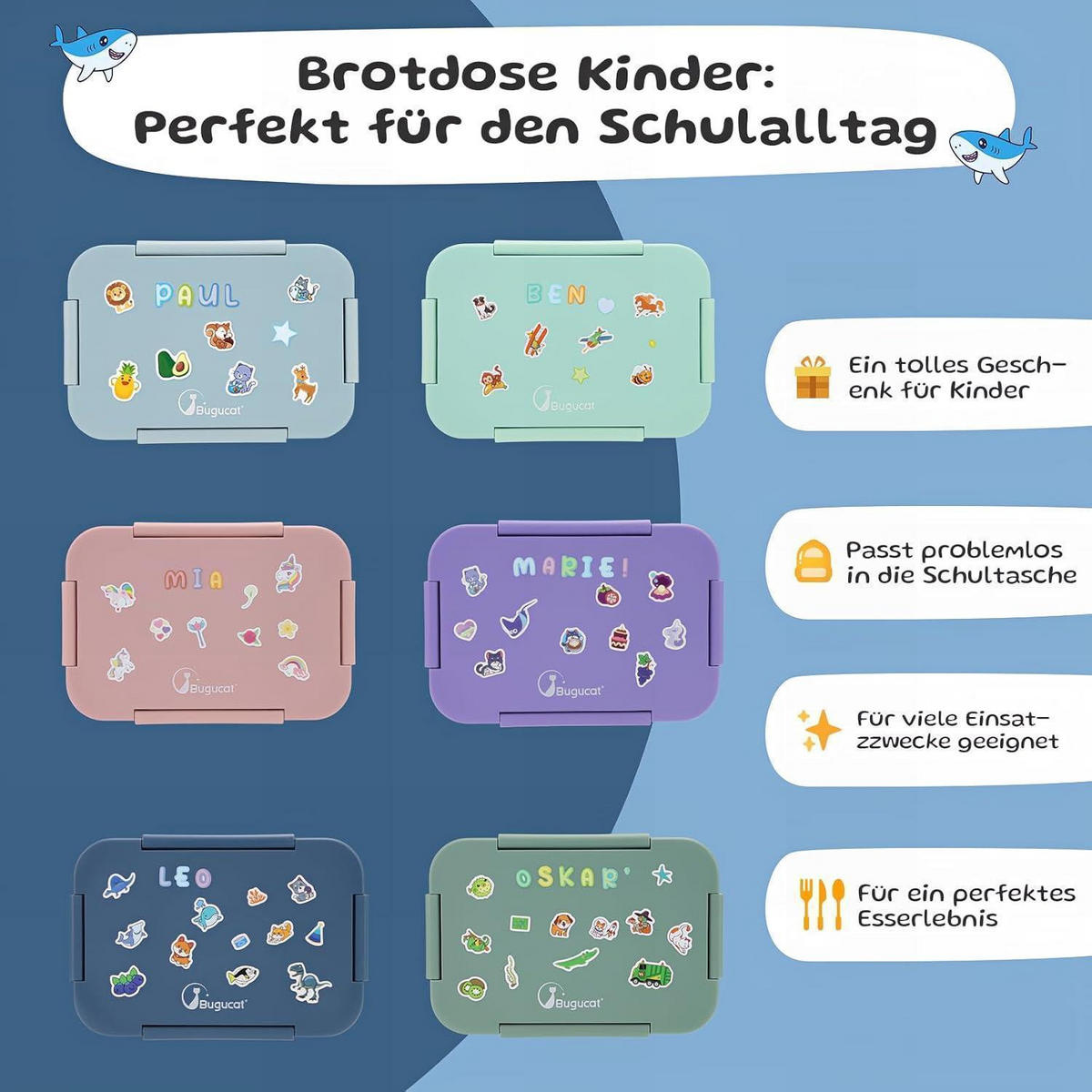 BROTDOSE Kinder mit Fächern 1300ML dunkelblau - Blau, Kunststoff (15/5.5/22cm)