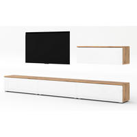 WOHNWAND Loriano IV Wotan, Weiß Hochglanz 300/70,5/32 cm – Hängend und Stehend - Braun/Weiß, Holzwerkstoff/Kunststoff (300/70.5/32cm) - AX Living