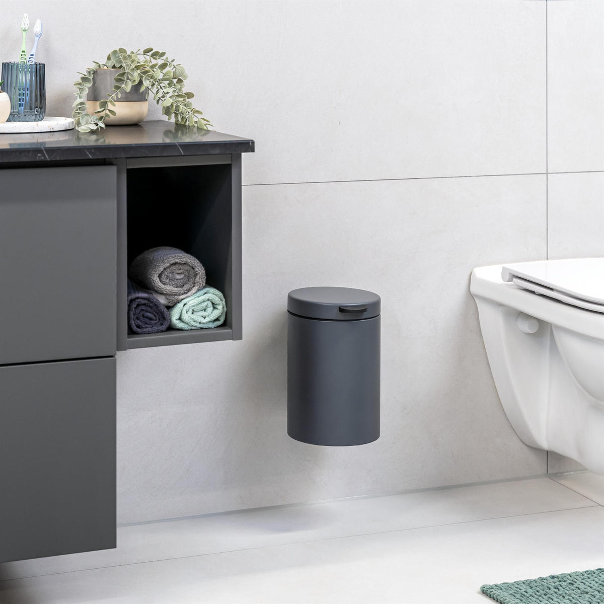 WAND-KOSMETIKEIMER, grau - Grau, Metall (16/24/23cm) - bremermann