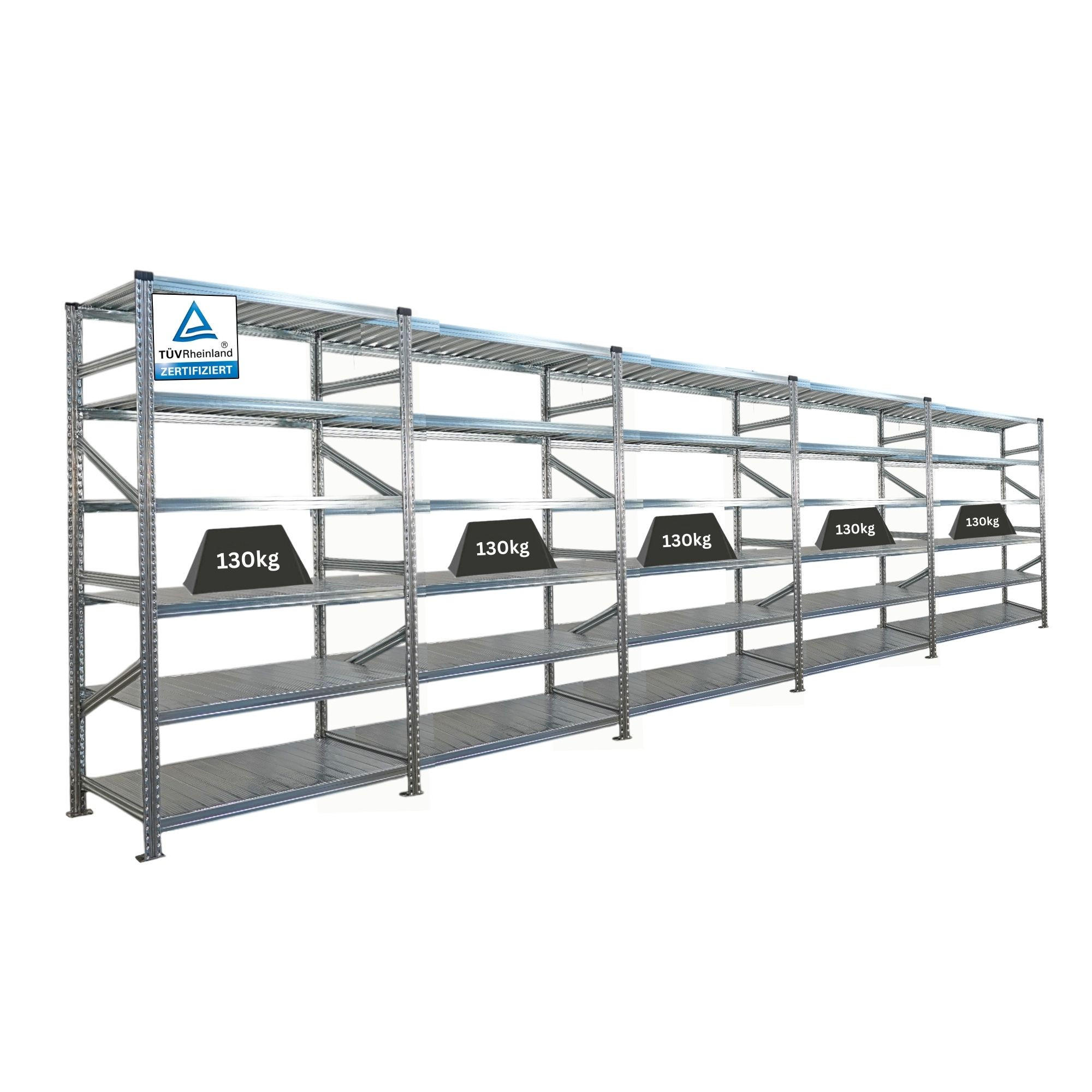 Proregal Fachbodenregal Silber 750x210x60 cm