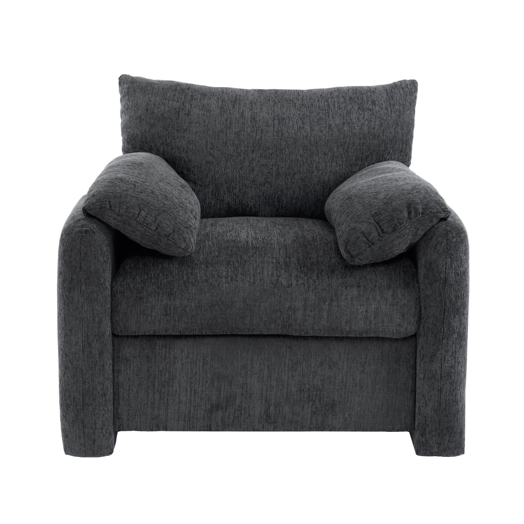 SESSEL 96/82/84 cm grau aus Chenille mit ergonomischer Polsterung - Grau, Textil (82/84/96cm) - OKWISH