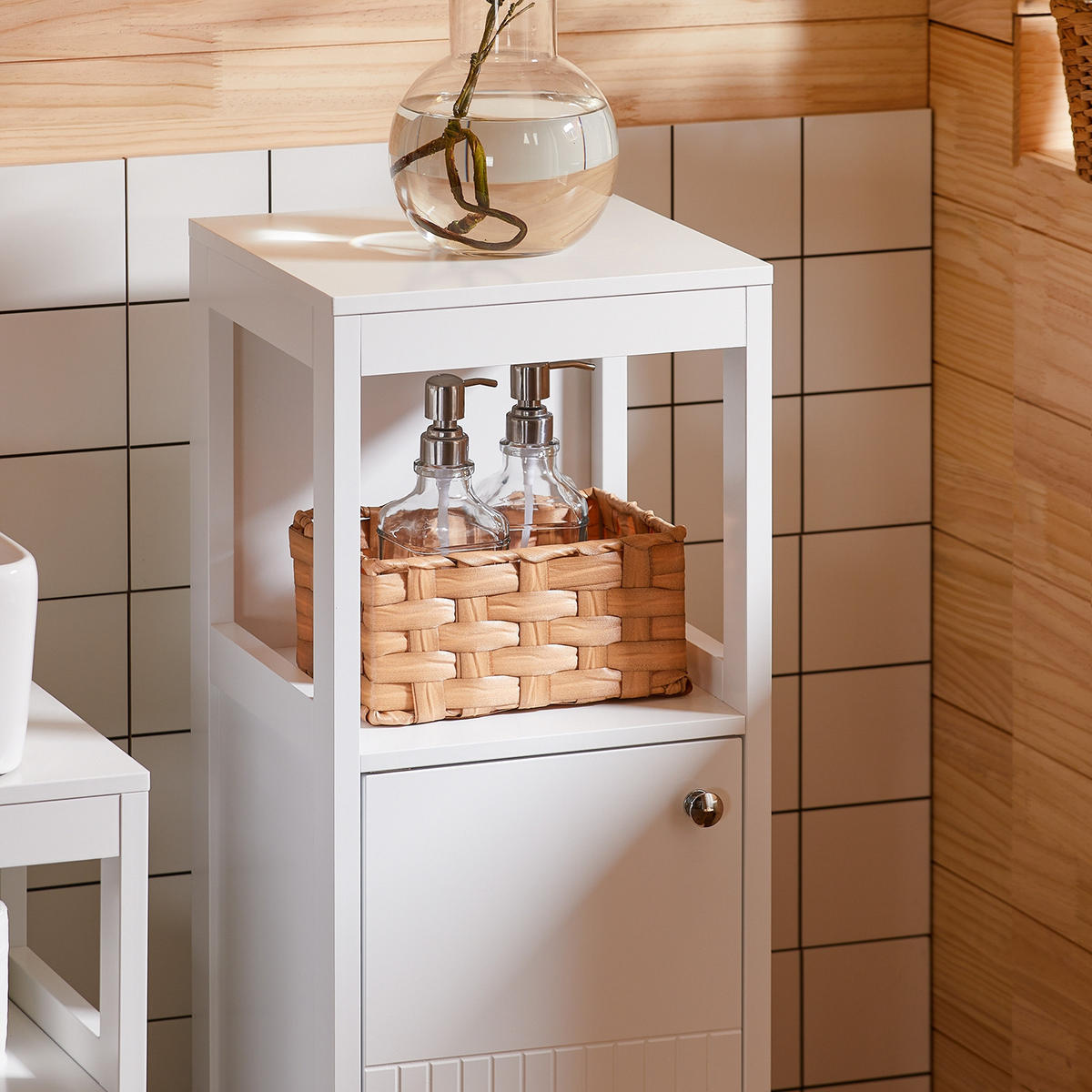 MIDISCHRANK Weiß - Weiß, Holzwerkstoff (30/89/30cm) - SoBuy