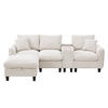 SOFA L-Form 4-Sitzer mit Konsole und 2 USB-Anschlüssen Cord Beige 229/149,5/83 cm - Beige, Textil (229/149.5cm) - OKWISH