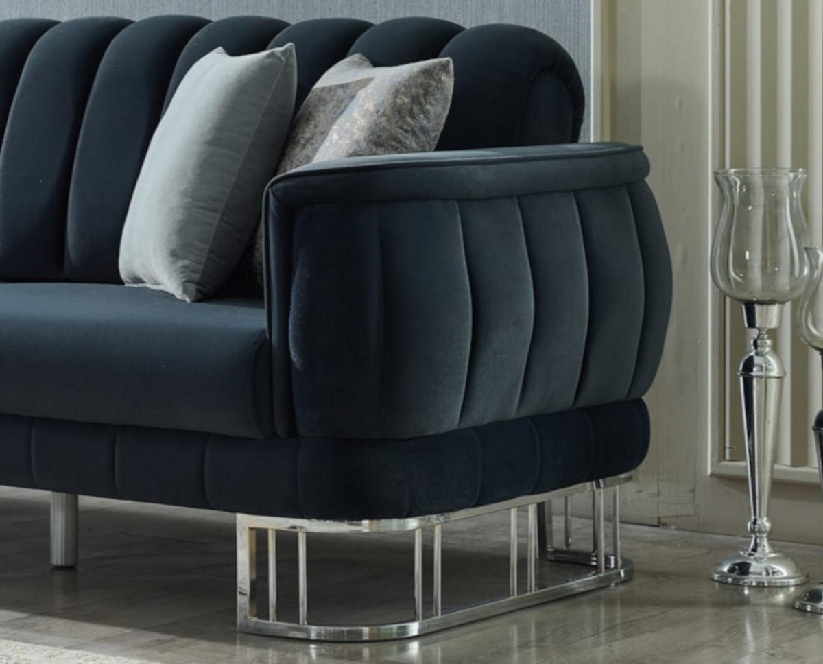 SITZGARNITUR Apollon Anthrazit Stellvariante:3+3 - Anthrazit, Holz/Textil (230/85/95cm) - Villa Möbel