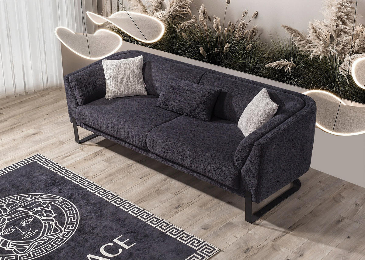 2-SITZER Sofa SILVANA, Schwarz - Schwarz, Textil/Metall (195/75/86cm) - Villa Möbel