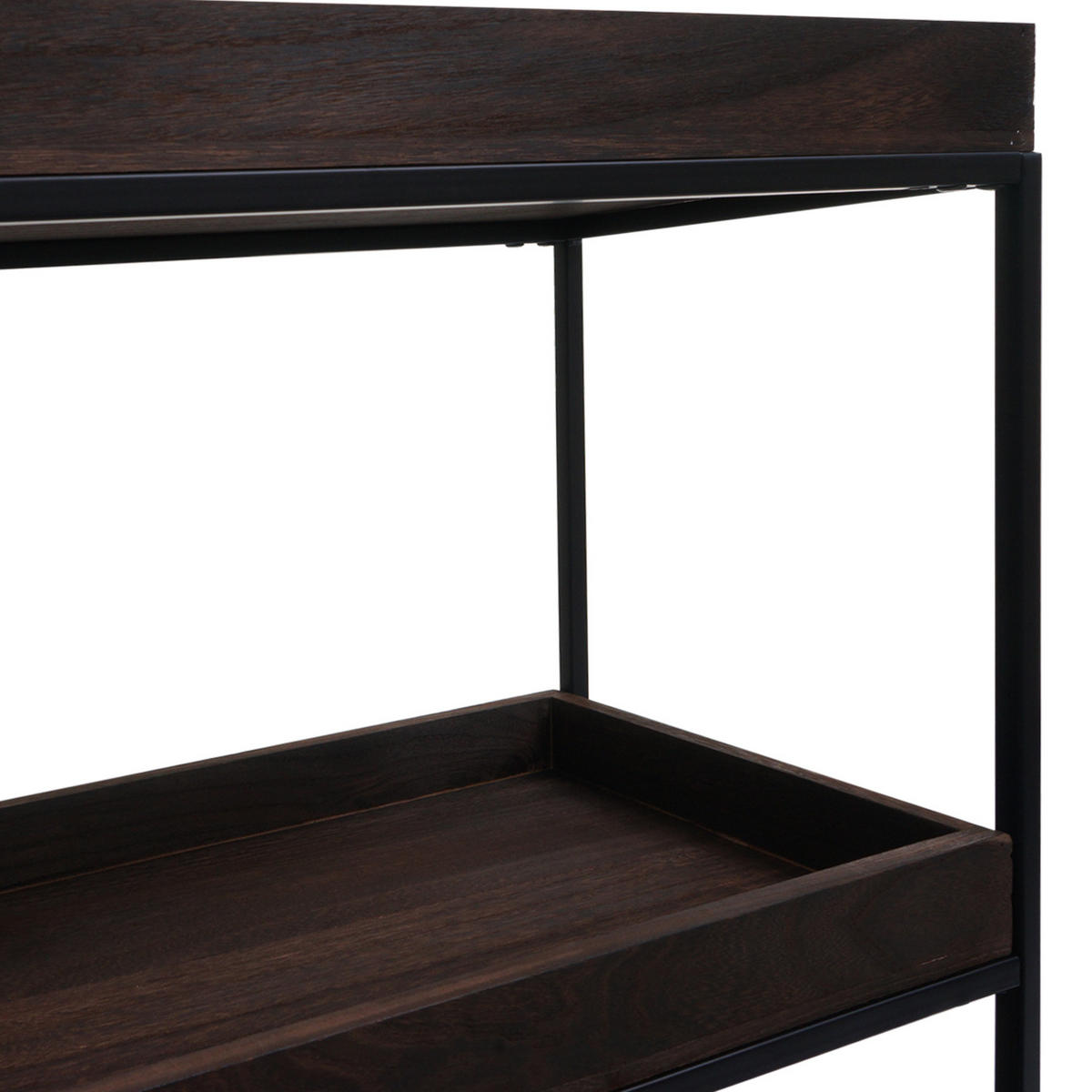 REGAL 90x100x35cm Holz Metall 3 Ablagen Dunkelbraun - Dunkelbraun, Metall (100/90/35cm) - BERLINLODGE