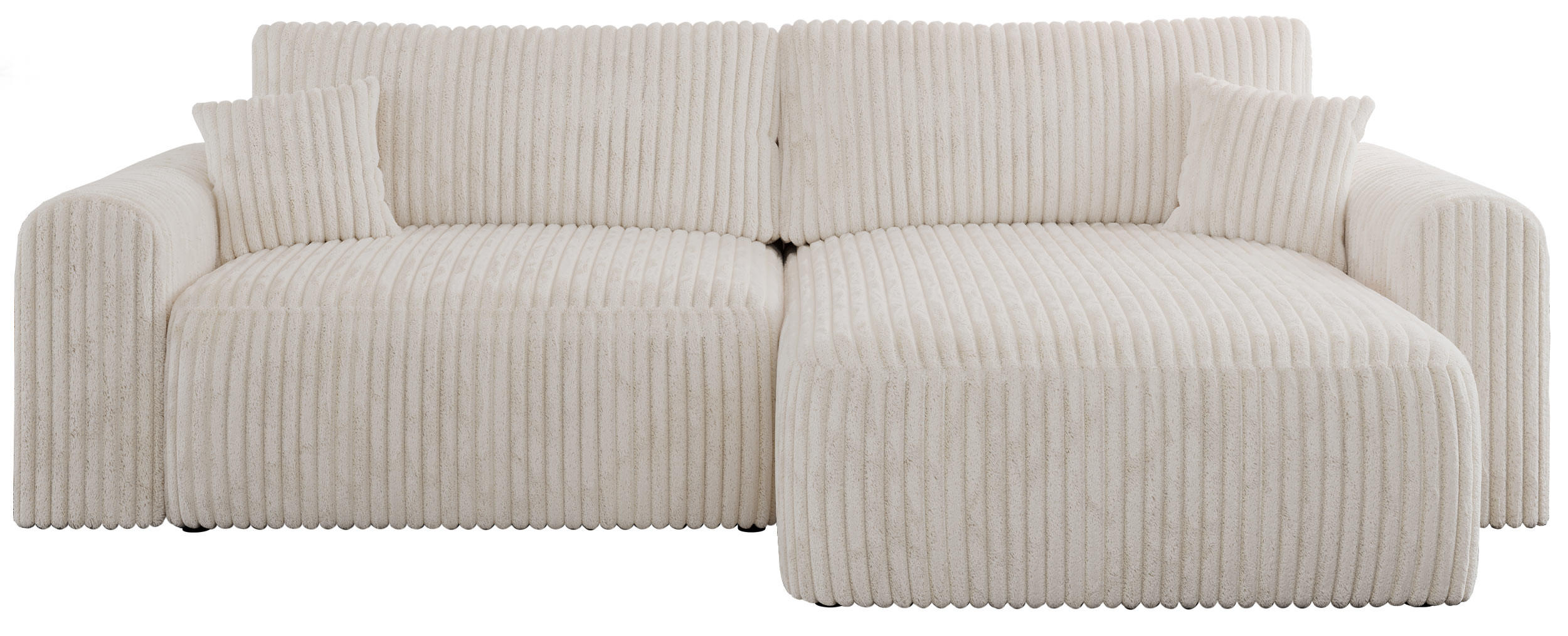 ECKSOFA NELSON Beige Cord - Beige/Schwarz, Kunststoff/Textil (274/152cm) - MKS