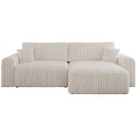 ECKSOFA NELSON Beige Cord - Beige/Schwarz, Kunststoff/Textil (274/152cm) - MKS
