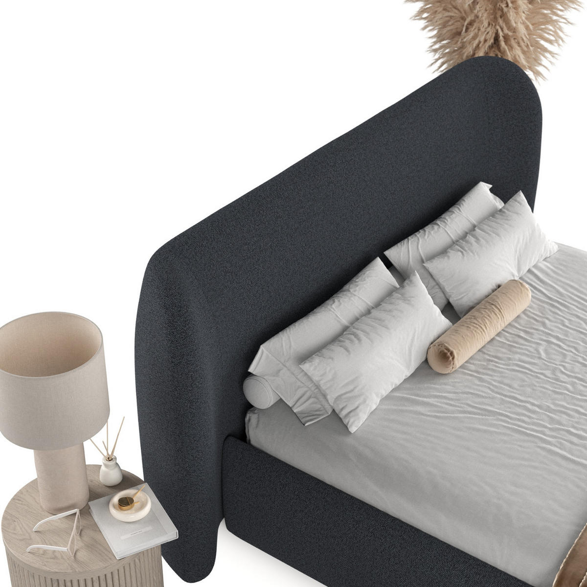 POLSTERBETT Bellano mit Stauraum 200/200 cm Anthrazit im Riva Stoff - Anthrazit/Schwarz, Holz/Holzwerkstoff (200/200cm) - AltaBeds