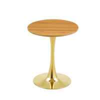 ESSTISCH kleiner runder 60/60/72 cm Holzton mit goldenen Metallbeinen - Naturfarben, Holz (60/60/72cm) - Oxeza