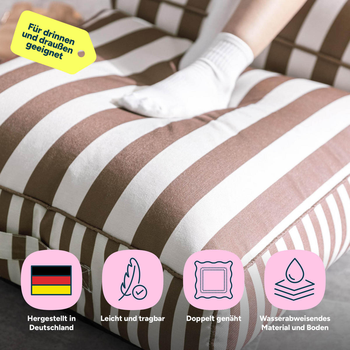 BODENKISSEN mit Sitzsackfüllung Solus - Braun, Textil (72/22/72cm) - icon