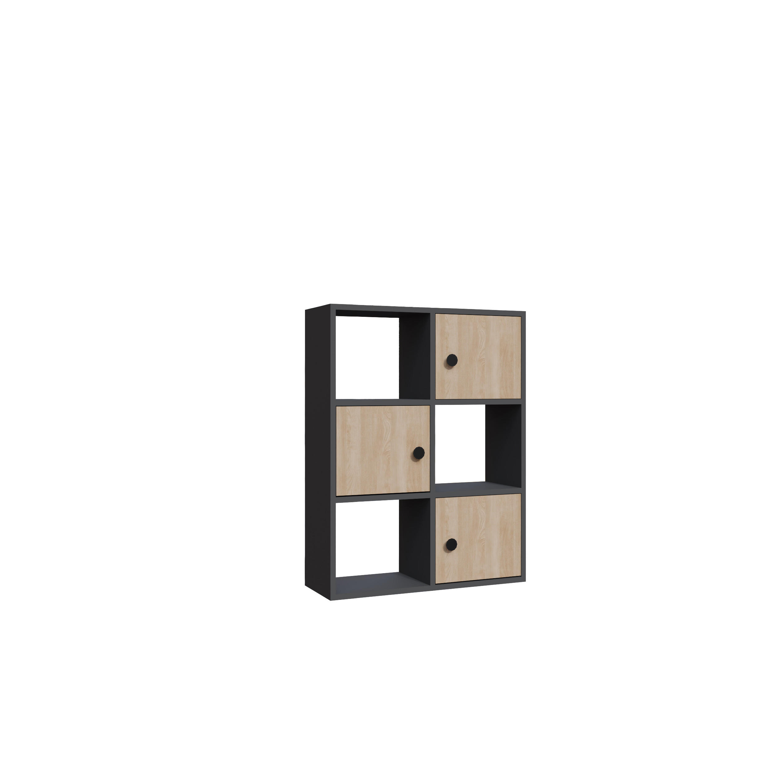 Decorotika Bücherregal Eiche, Grau 25x93x72 cm