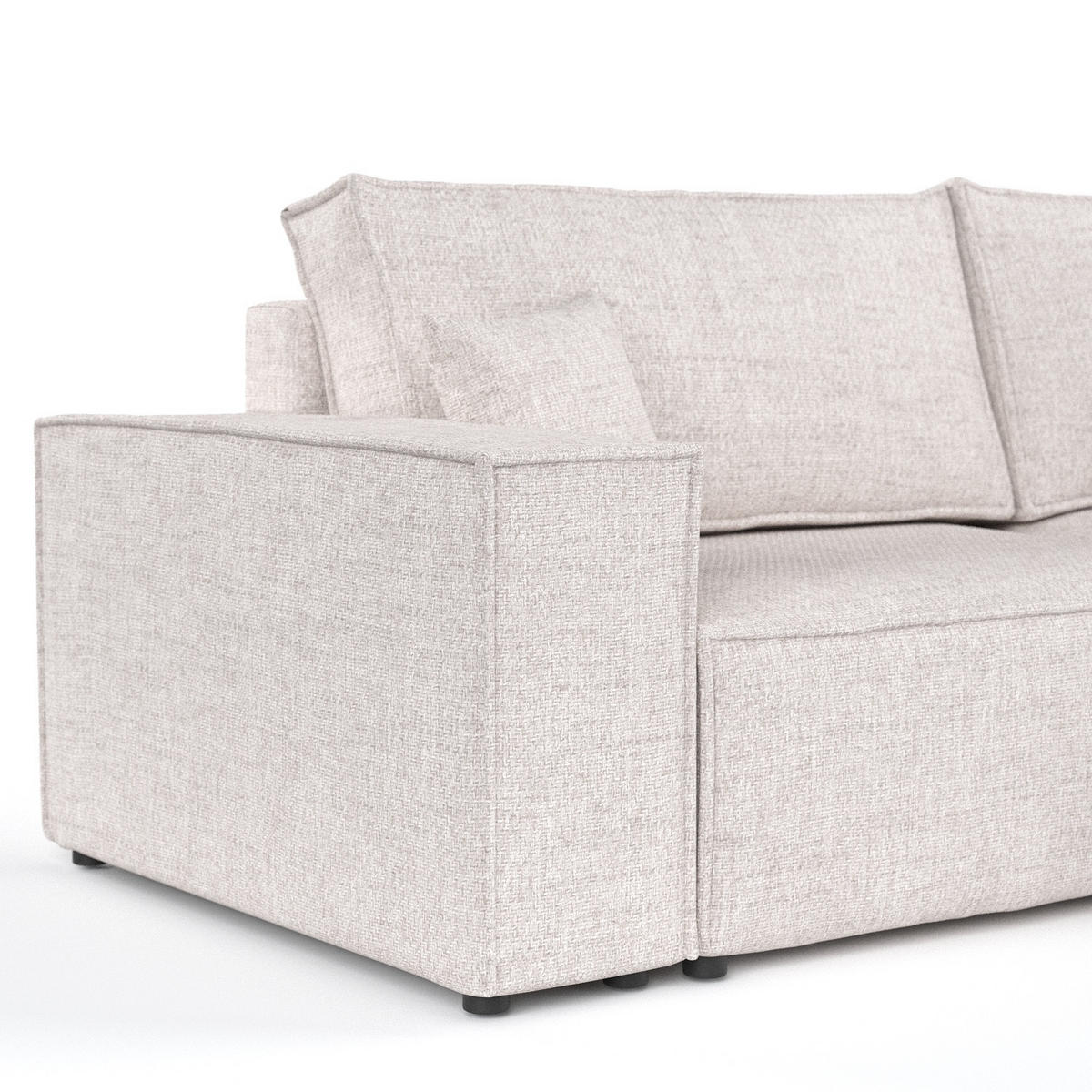 ECKSOFA AVION mit Schlaffunktion Hellbeige im Neve Stoff - Sandfarben/Schwarz, Holz/Holzwerkstoff (253/148cm) - AltaBeds