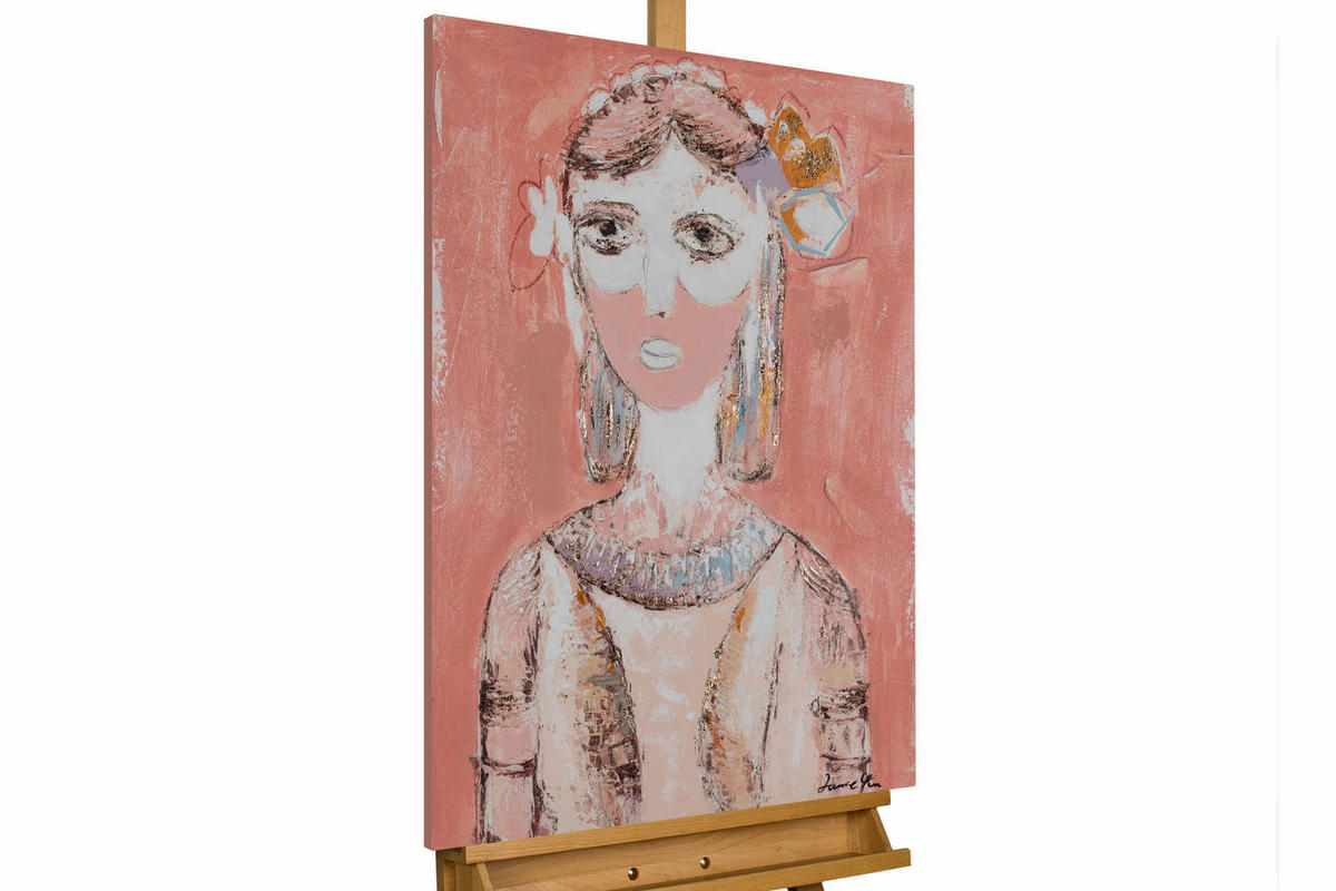 ACRYLBILD HANDGEMALT 60/90 cm - Pink/Weiß, Holz/Textil (60/90cm) - KUNSTLOFT