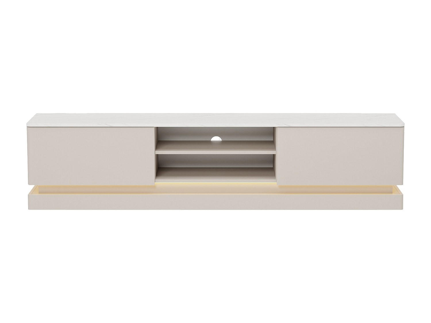 TV-BOARD - 190 cm x 40 cm - Holz, Platte - Beige, Weiß - DEVIKA - Beige/Weiß, Holz (190/44/40cm) - Vente-Unique