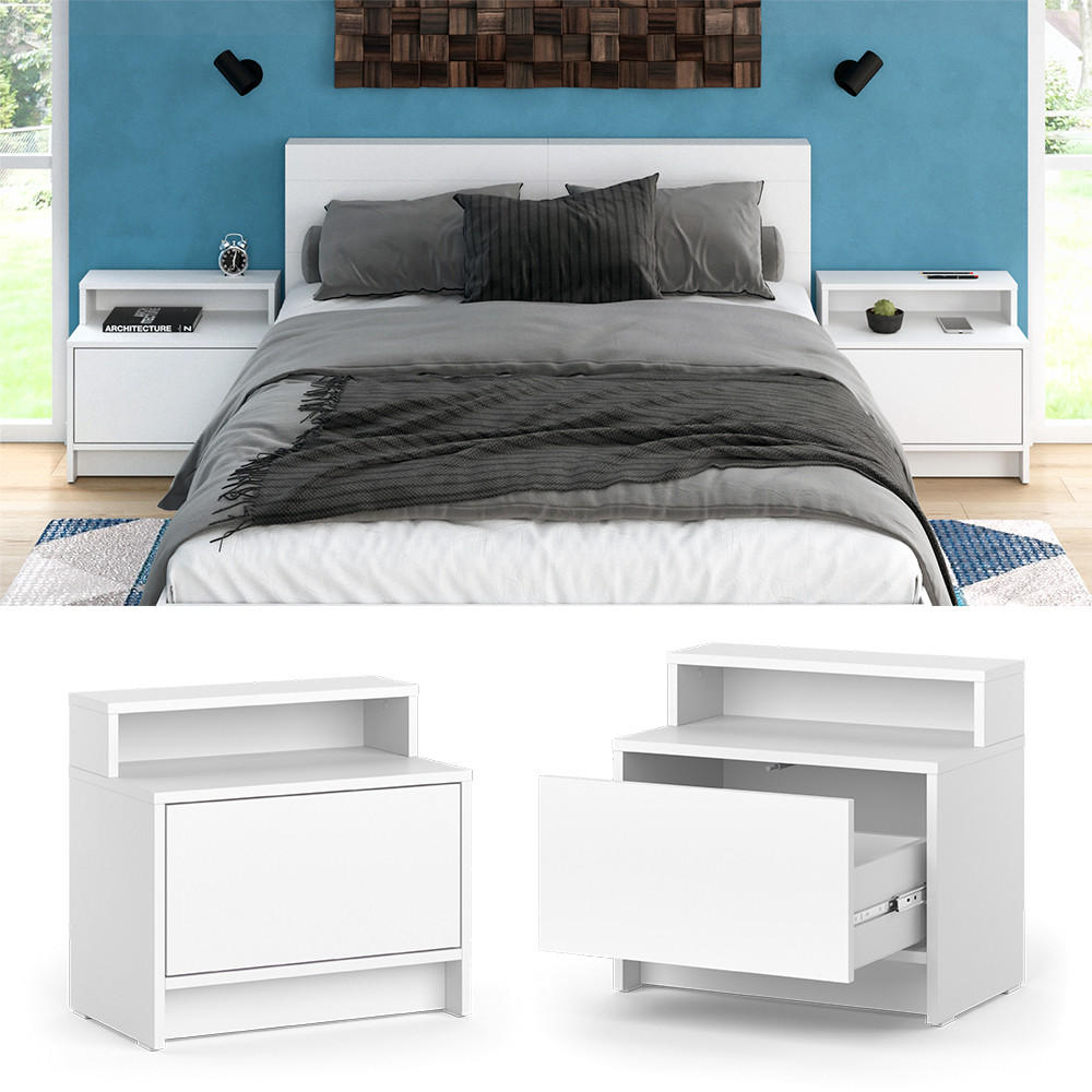 NACHTSCHRANK Naara Weiß 50.2 x 46.4 cm 2er-Set - Weiß, Holzwerkstoff (50.2/46.4/30.7cm) - Vicco