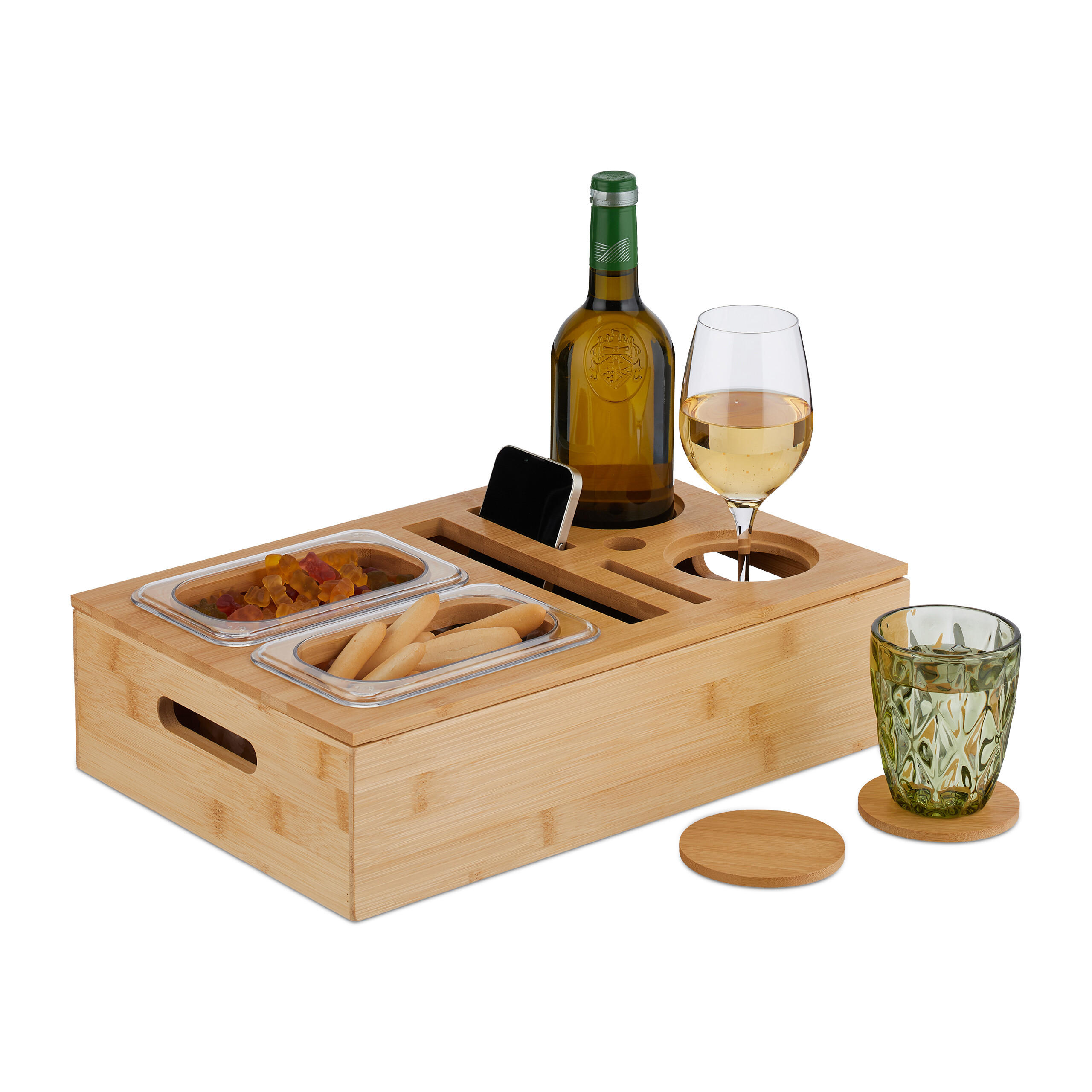 TAVA Natural bambus cu suporturi pentru pahare 40x26 cm