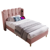 POLSTERBETT mit USB und Typ-C 90x200 cm Samt Rosa inklusive Matratze - Pink, Metall (90/200cm) - Meubliv