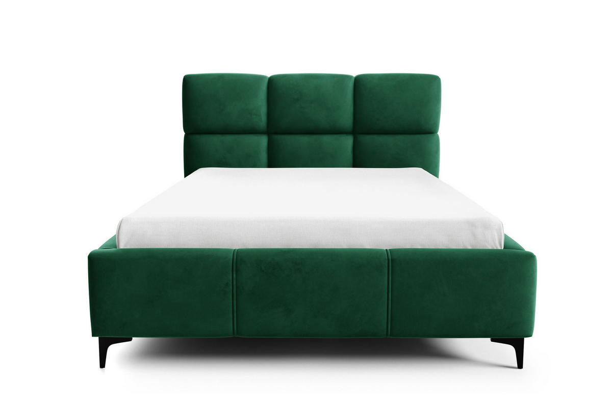 POLSTERBETT SENTO, 180x200 cm, Doppelbett mit Bettkasten, Velourstoff, Frabe: Grün - Grün, Holz/Textil (180/200cm)