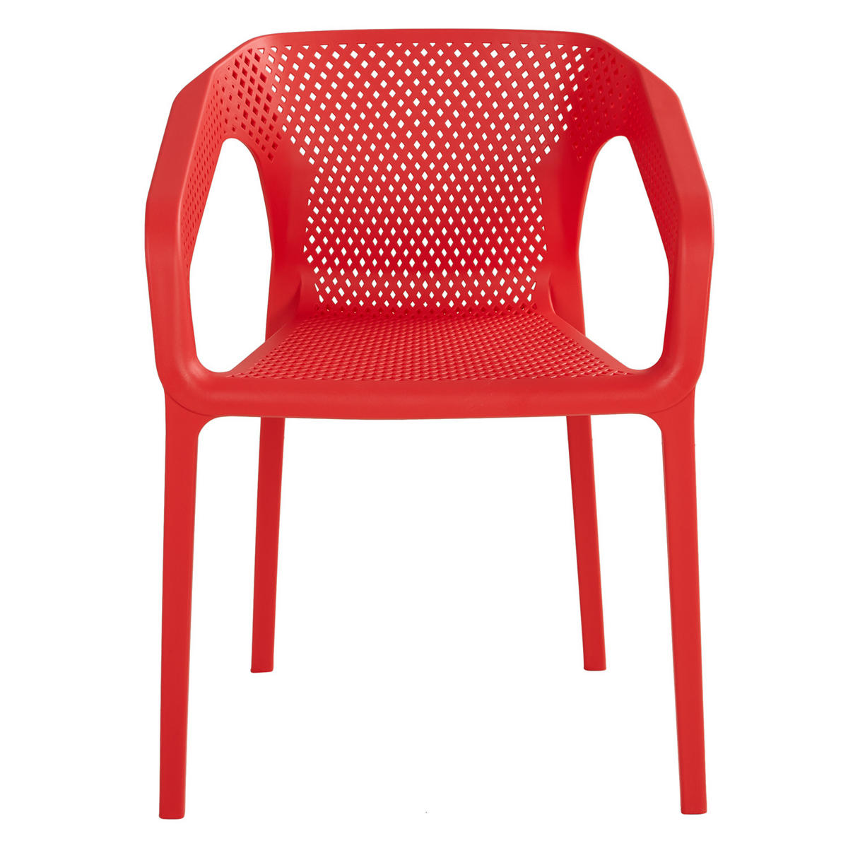 GARTENSTUHL 4er-Set Kunststoff Rot mit Armlehnen - Rot, Kunststoff (220/75/54cm) - Homestyle4u