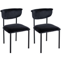 STUHL 2er Set Samt Schwarz - Schwarz, Textil/Metall (52/78/53cm) - CLP
