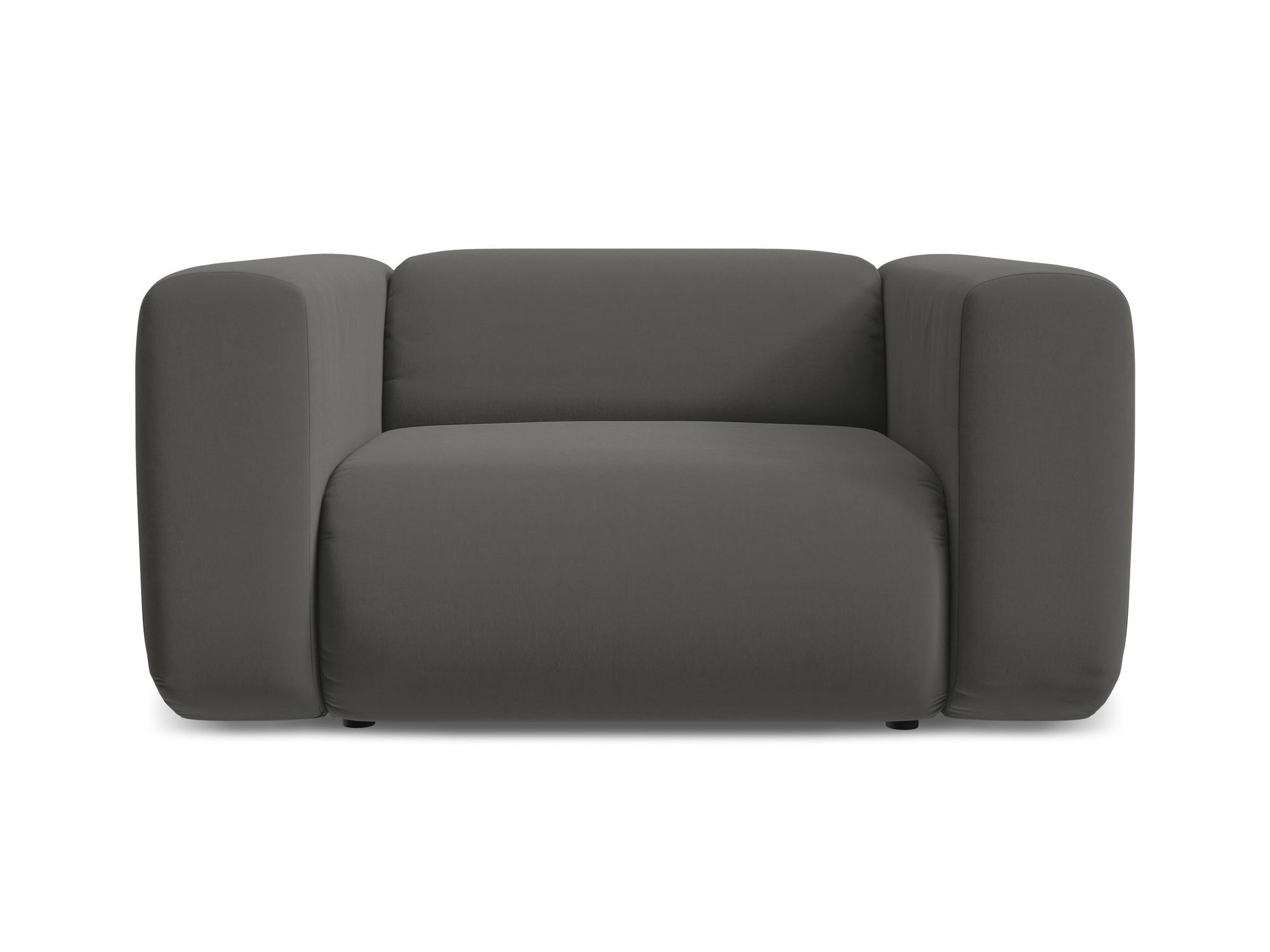 SESSEL Samt Stoff Grau - Dunkelgrau/Schwarz, Kunststoff/Textil (137/70/89cm) - Makamii
