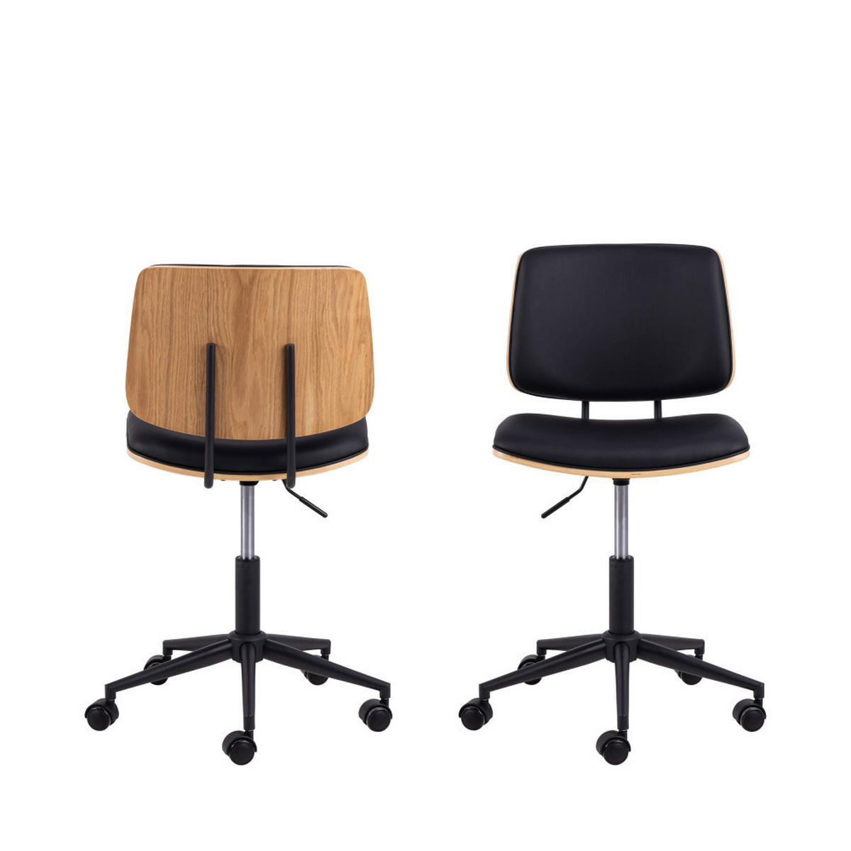 BÜROSTUHL aus Kunstleder - LYCOREA - Schwarz - Schwarz, Naturmaterialien (48/91/54cm) - Drawer